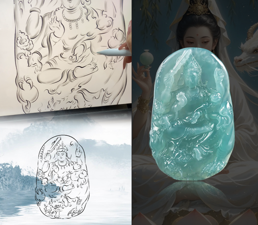 Grace in the Blue: A Dragon-Kwan Yin Pendant for a Man Seeking Peace After Years of Hard Work