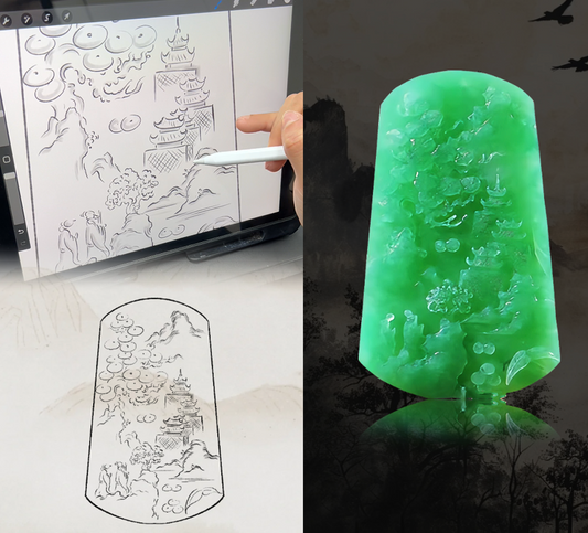 A Piece of Garden Serenity: A Custom Landscape Pendant in Full Green Jadeite