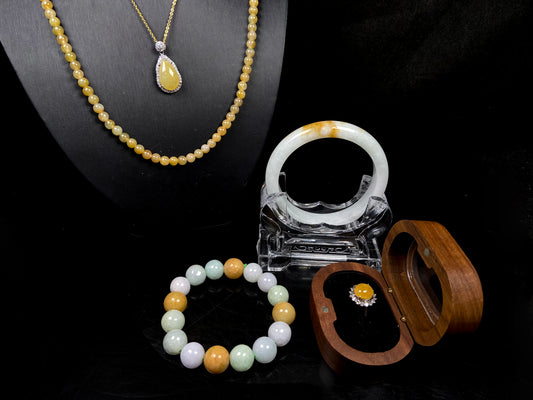 A set of sunny honey purple tricolor jadeite.