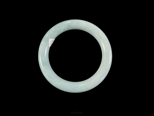 Soft Pale Blue · Nature Burmese Jadeite Round Bangle (57mm)