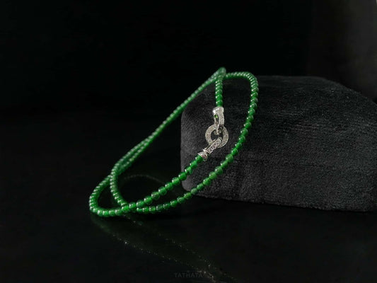Lustrous Spinach Green · Natural Burmese Jadeite Beads Necklace