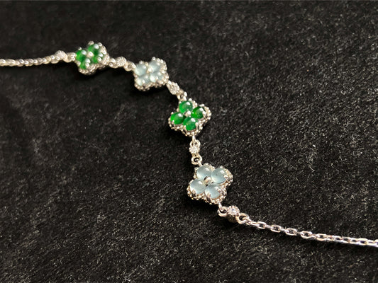 A lucky green ice clover jadeite bracelet.
