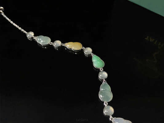 Pastel Aurora Gourd · Nature Burmese Jadeite Bracelet