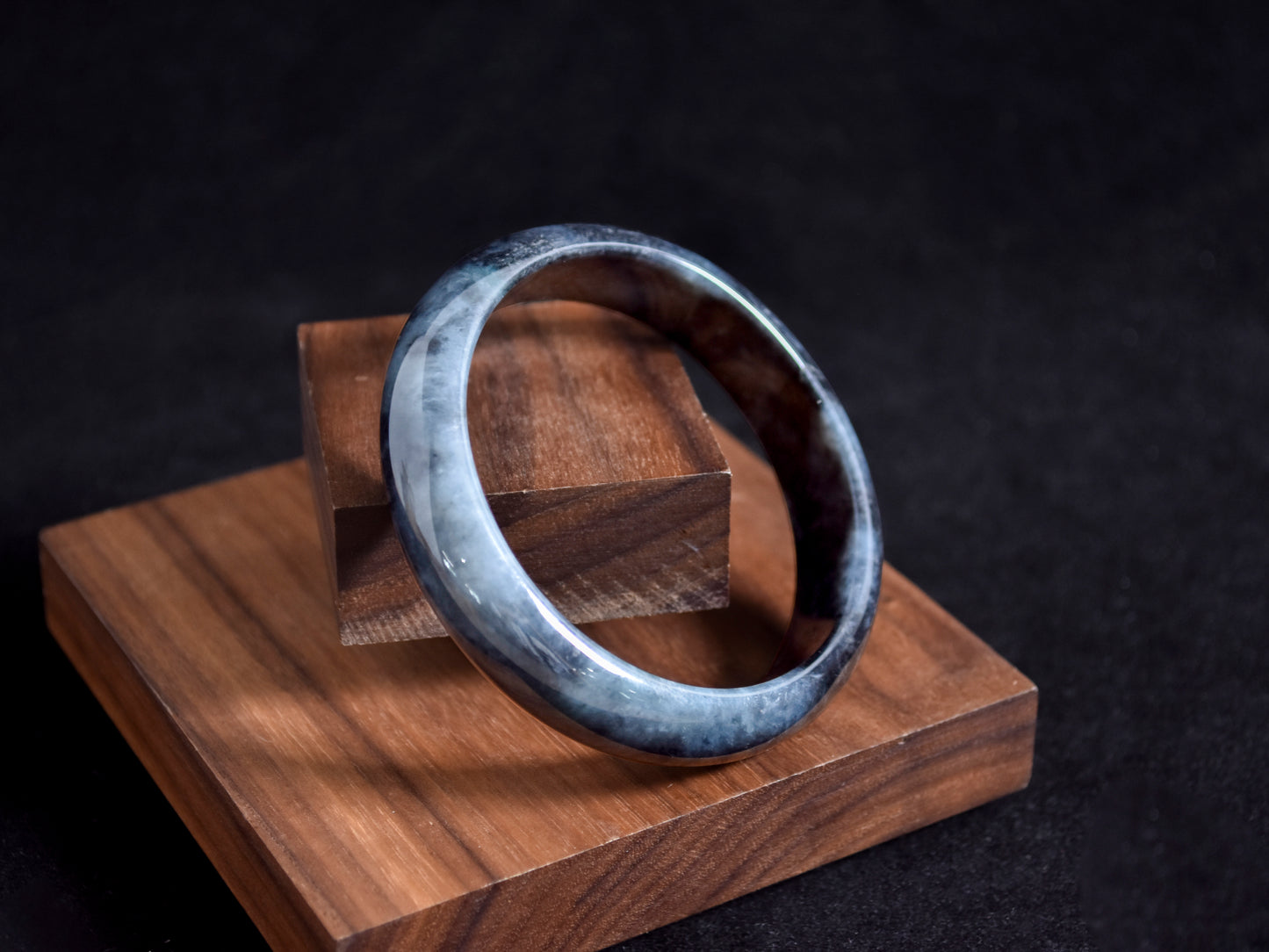 Midnight Veil · Black Jadeite Bangle
