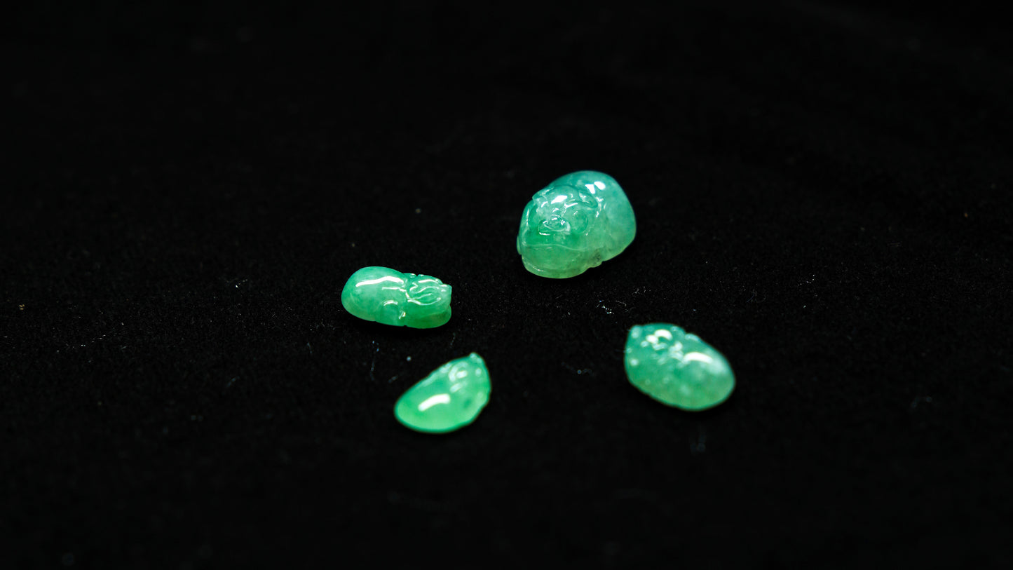 Harmonized Guardians · Apple Green Jadeite Pixiu Set (Loose Stones, Customizable)