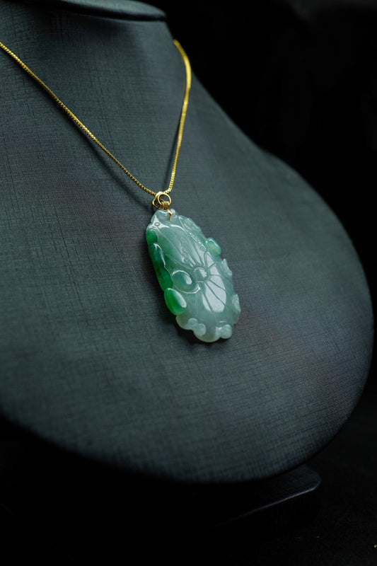 Harmony Unfolded · Su-Style Jadeite Lotus Leaf Pendant