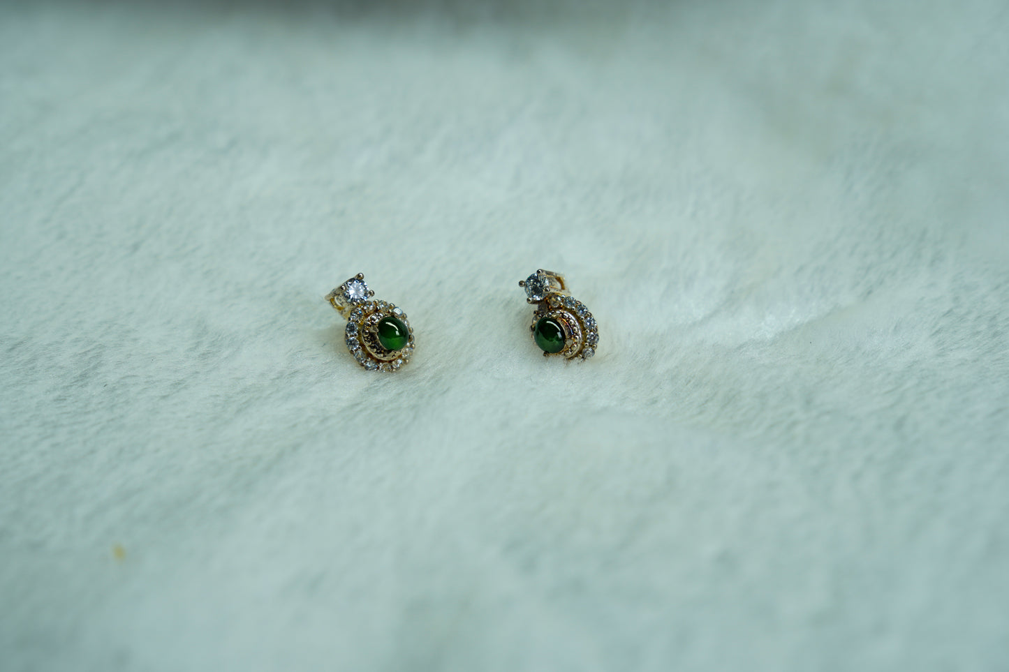 Imperial Green Jadeite Earrings with Full Diamond Halo