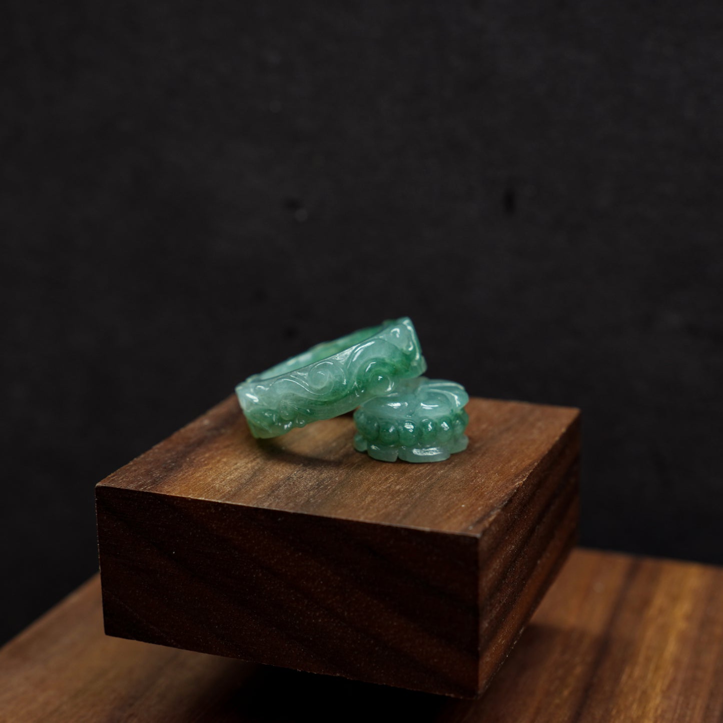 Jadeite Carved Ring and Pendant Set