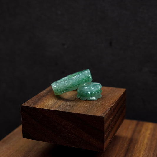 Jadeite Carved Ring and Pendant Set