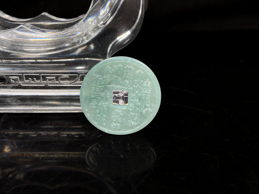 A lucky green ancient coin loose jadeite.