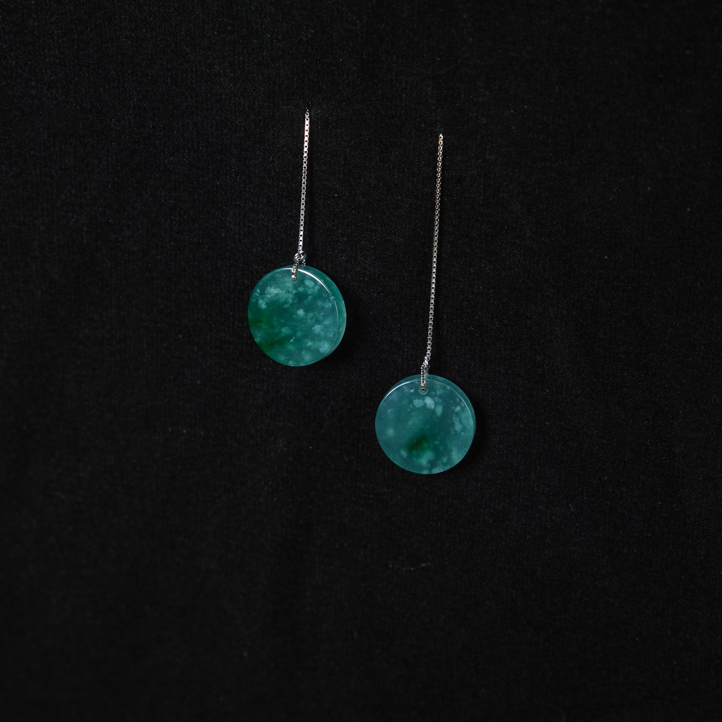Jadeite Mist-Pattern Disc Earrings