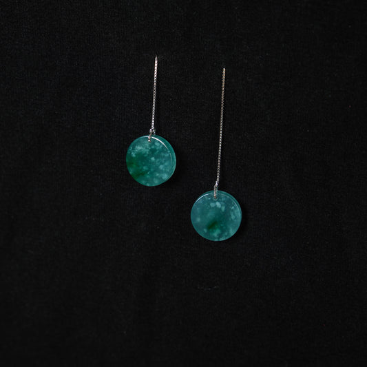 Jadeite Mist-Pattern Disc Earrings