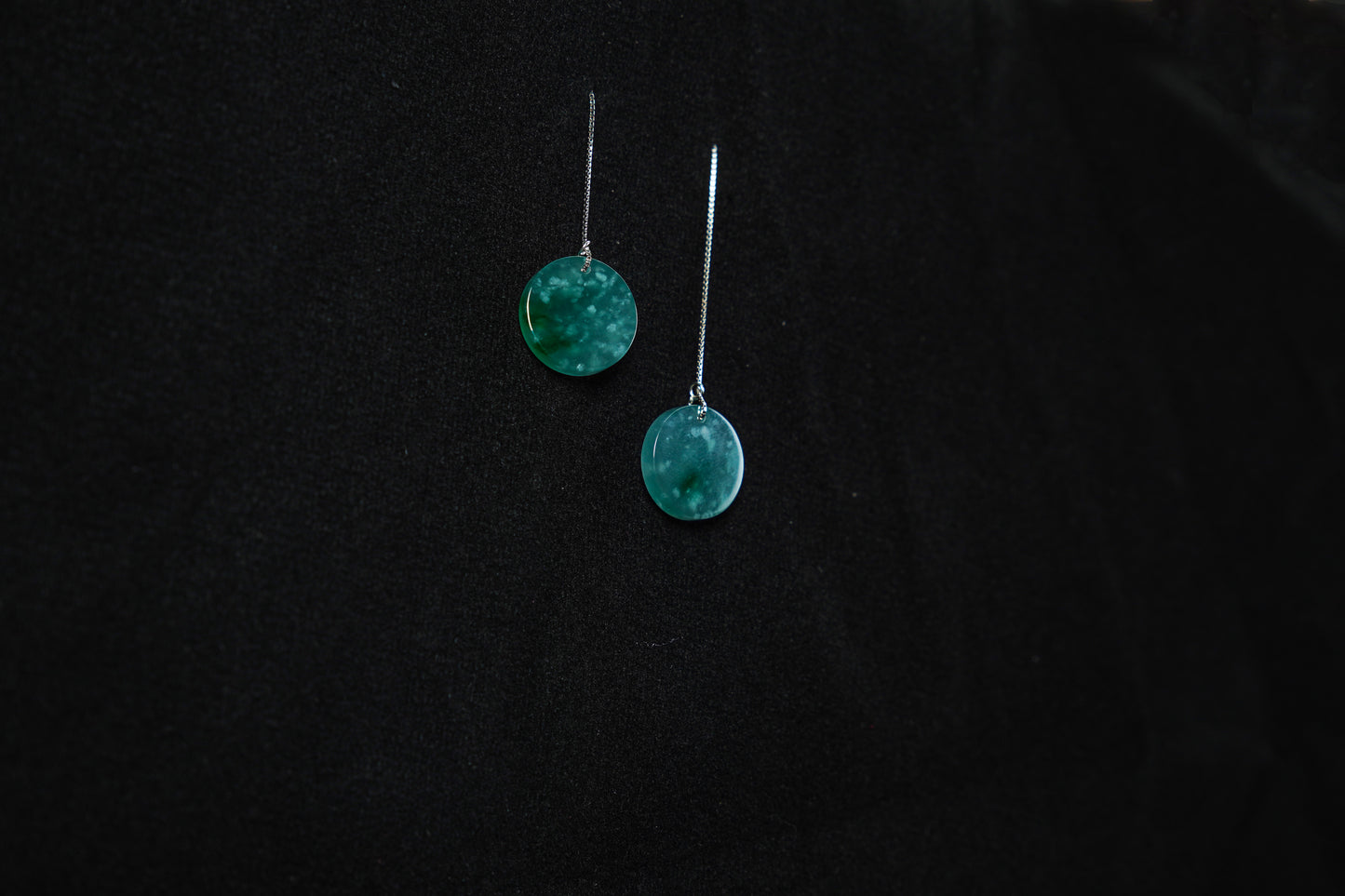 Jadeite Mist-Pattern Disc Earrings