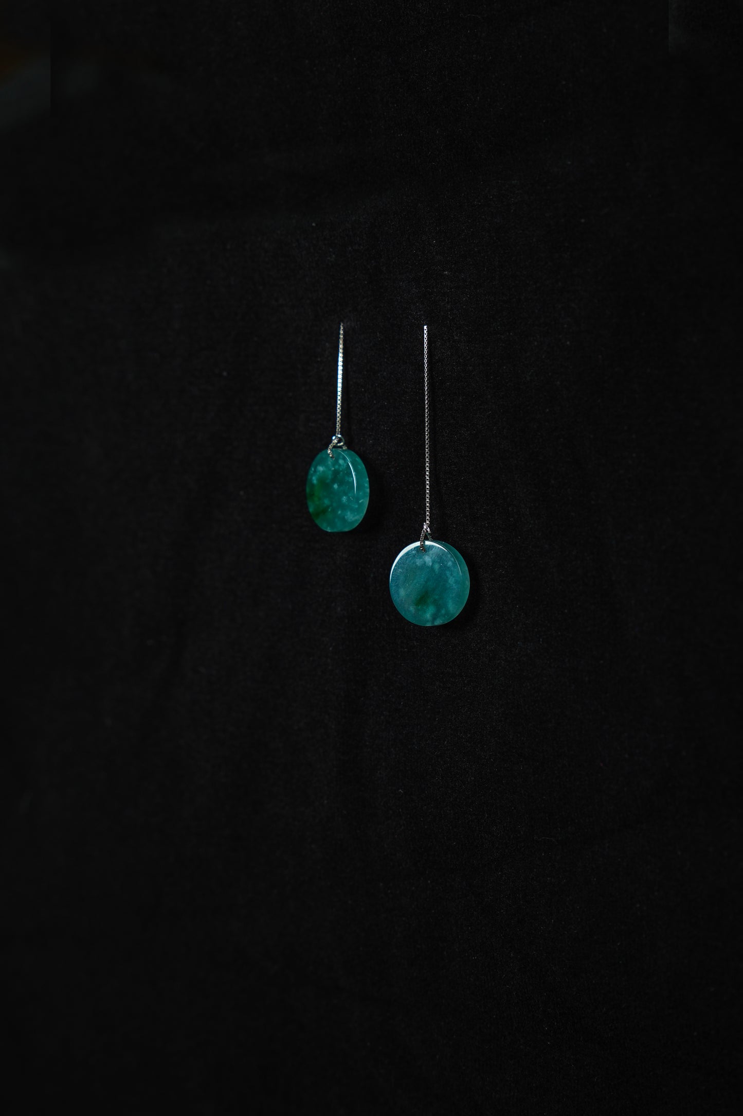 Jadeite Mist-Pattern Disc Earrings