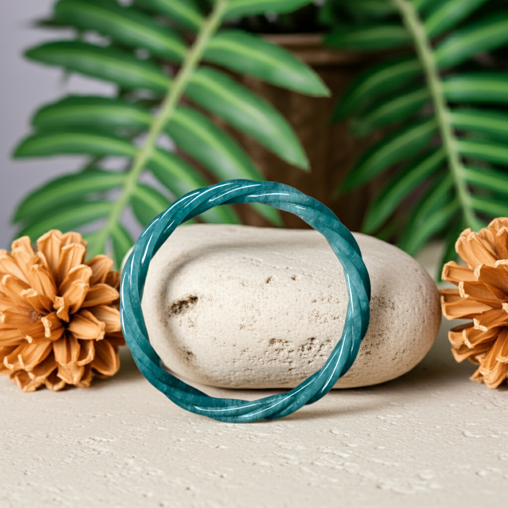 Deep Mystique Jadeite Twist Bangle