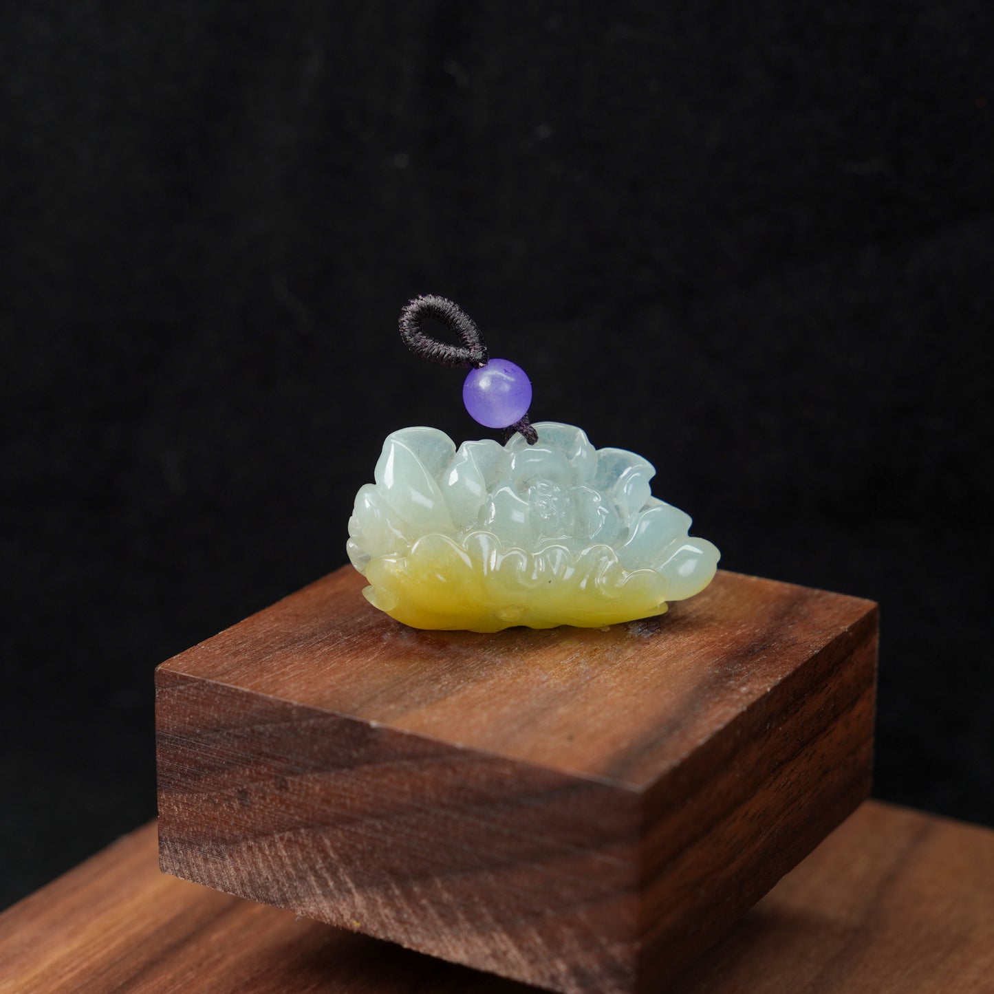 Lotus in Light · Suzhou Carved Yellow Jadeite Lotus Pendant