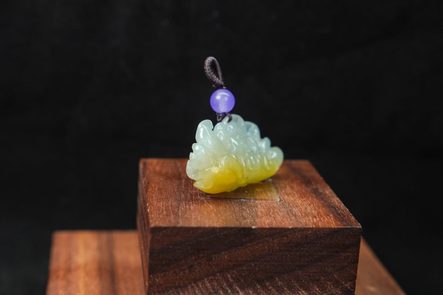 Lotus in Light · Suzhou Carved Yellow Jadeite Lotus Pendant