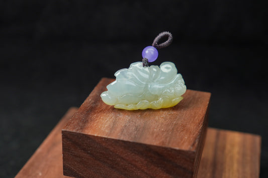 Lotus in Light · Suzhou Carved Yellow Jadeite Lotus Pendant