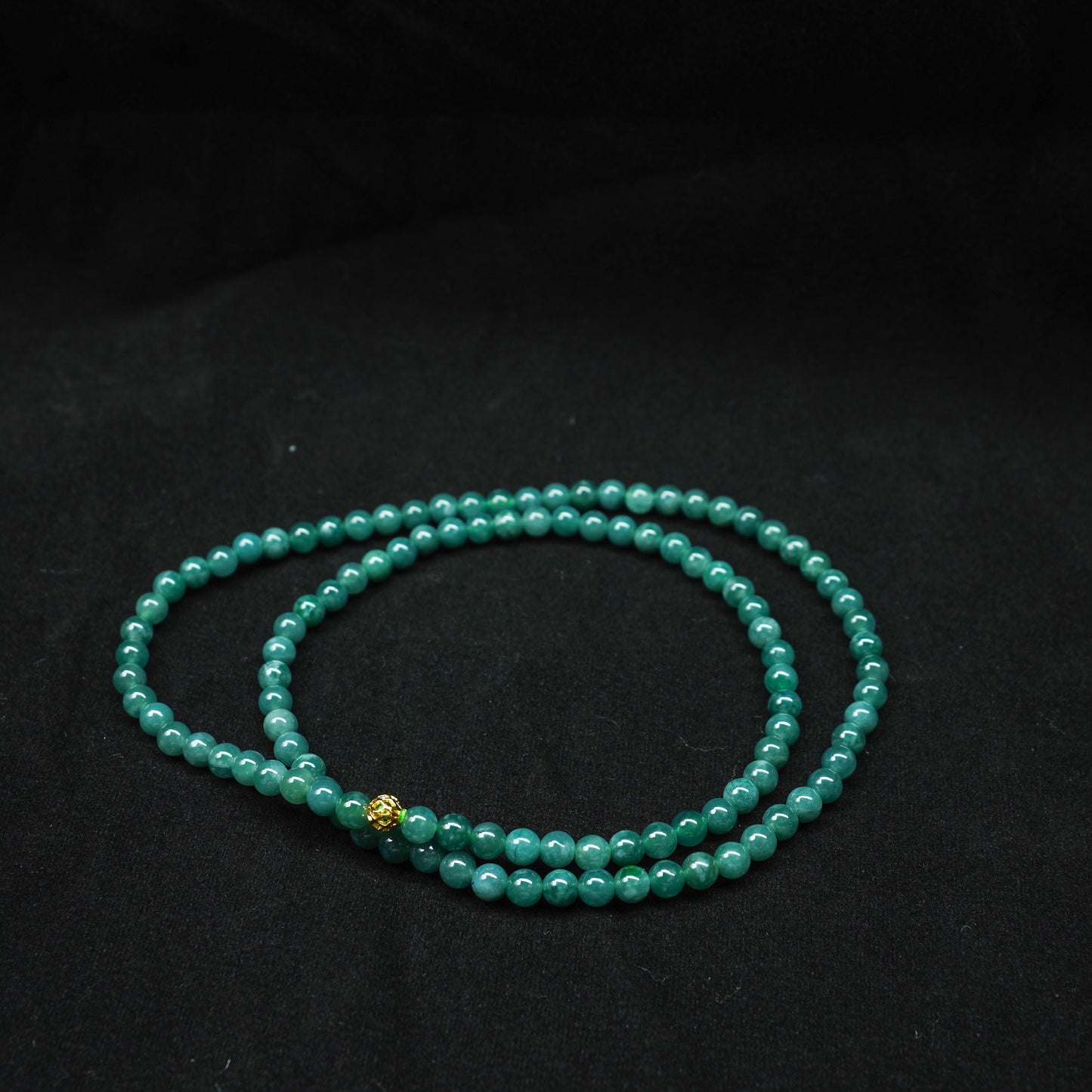 Mystery of the Blue Sea · 108 Jadeite Prayer Beads Necklace