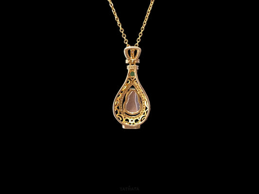 Glistening Gold And Verdant Green · Nature Jadeite Pendant