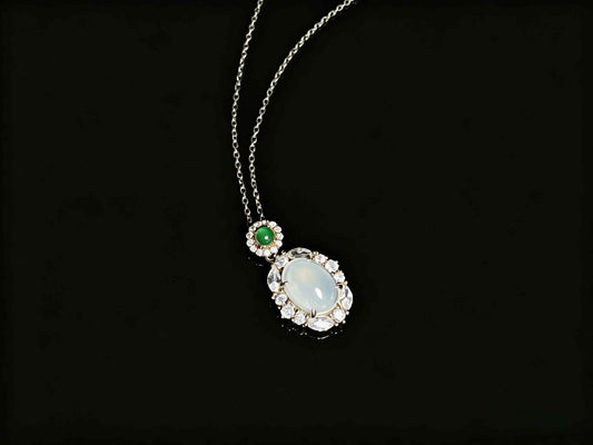 A elegant ice white green top jadeite pendant.