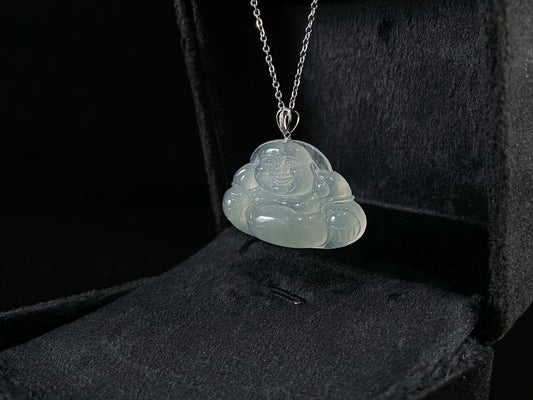 Mist Aqua Icy Luminescence Buddha · Nature Burmese Jadeite Pendant