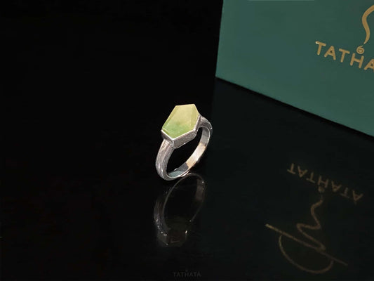 A honey lime gradient jadeite ring.