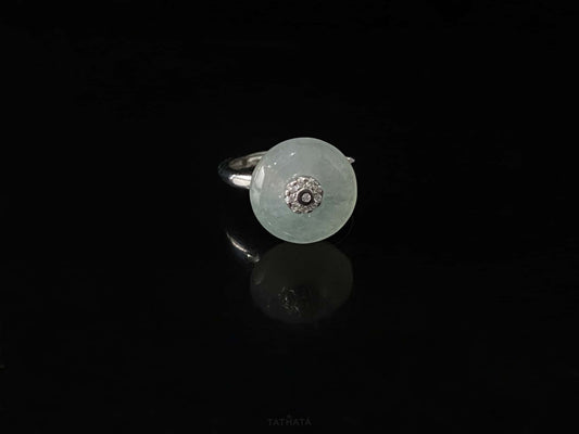Ice White Peace Buckle Ping An Kou · Nature Burmese Jadeite Ring