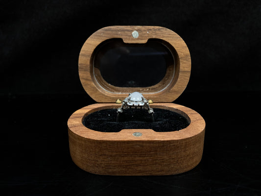 A pale white luminous translucence jadeite ring.
