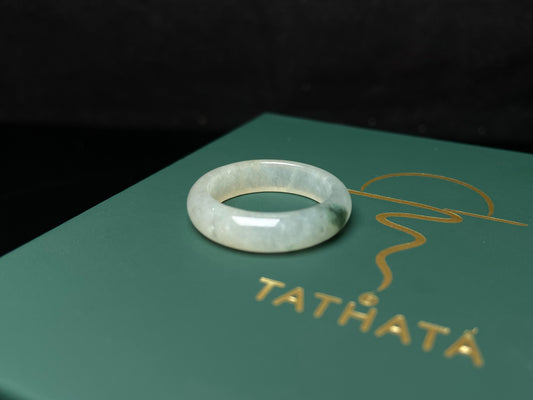 A misty green spot jadeite ring.