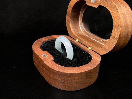 A soft green icy hush jadeite ring.