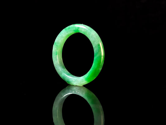 A vivid green mist jadeite ring.