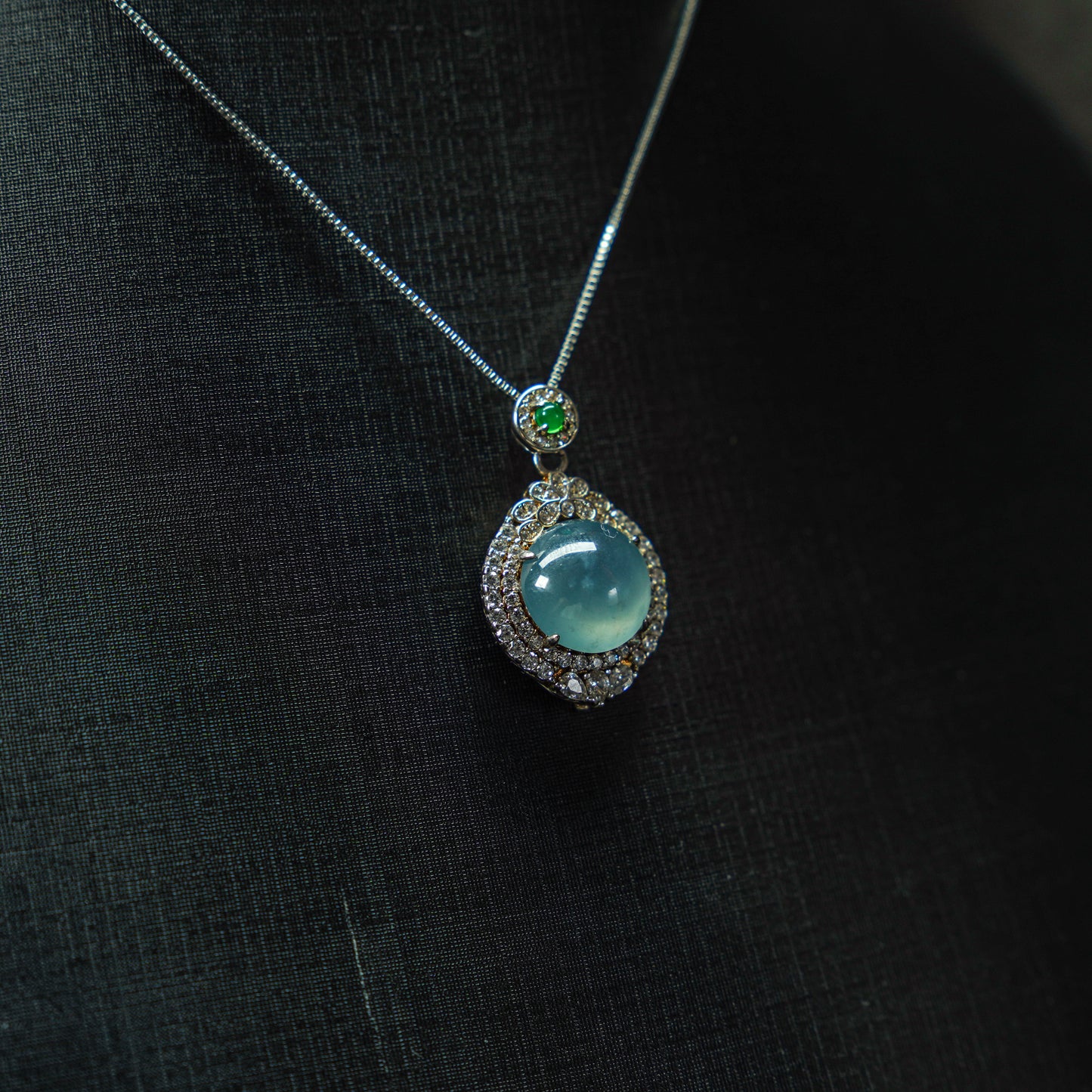Skyveil Realm – Blue Glassy Jadeite Pendant