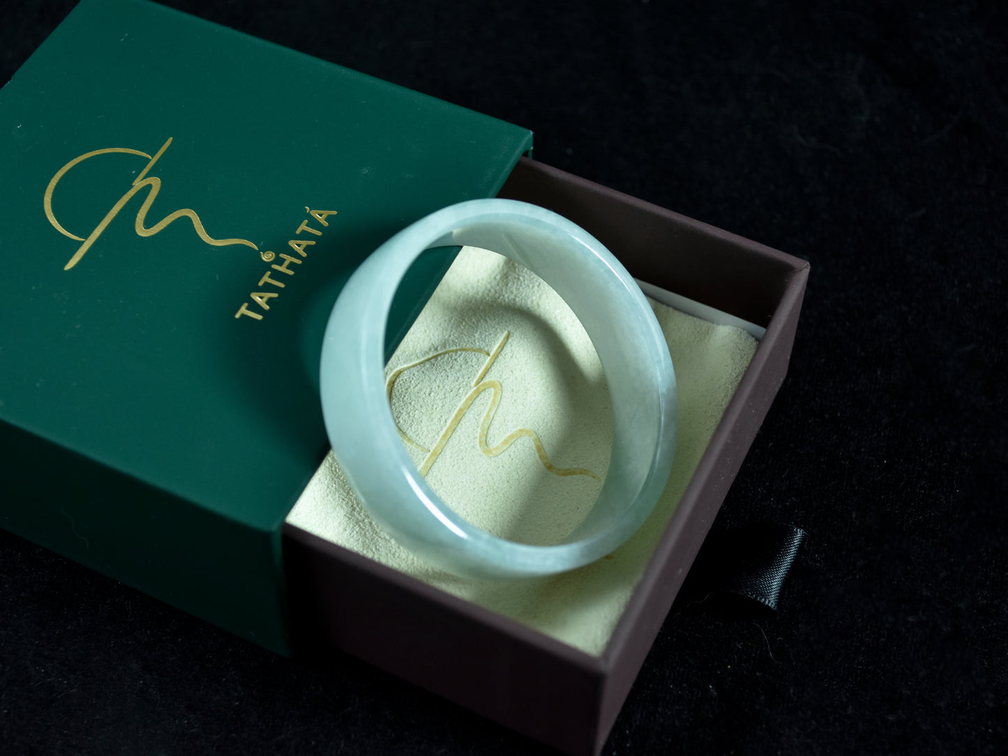 Still Geometry · Wide Square Jadeite Bangle (53mm)