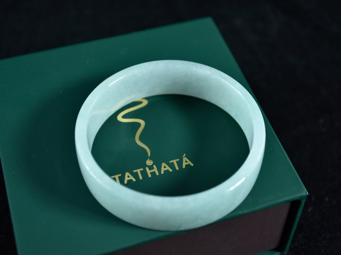Still Geometry · Wide Square Jadeite Bangle (53mm)