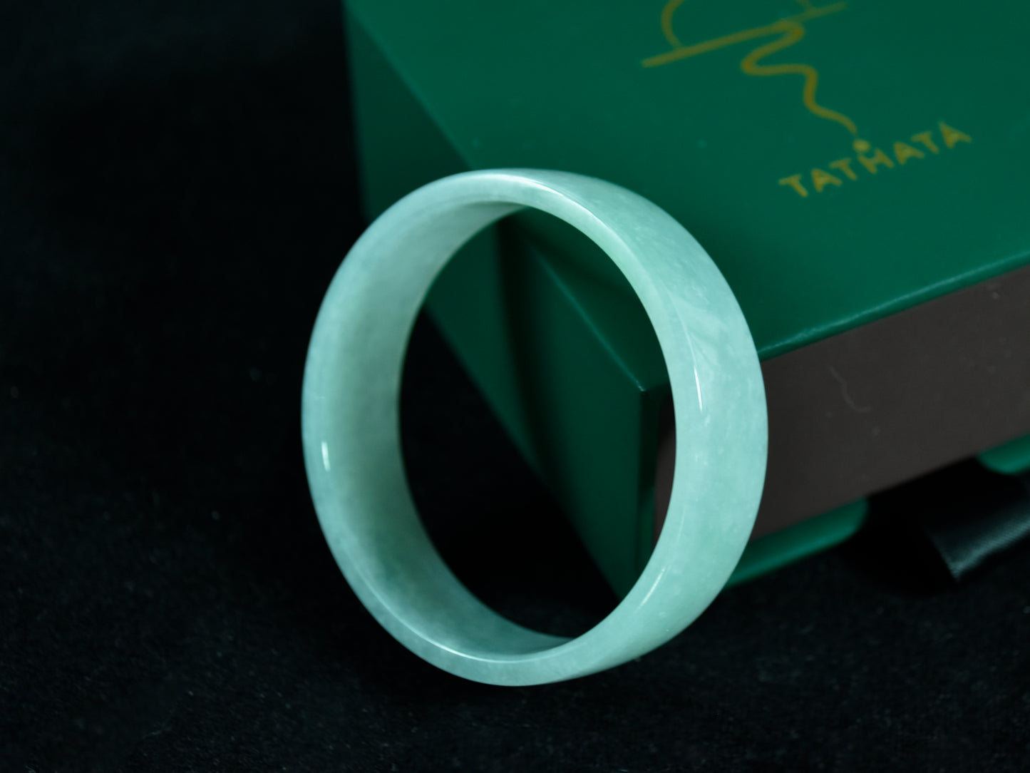 Still Geometry · Wide Square Jadeite Bangle (53mm)