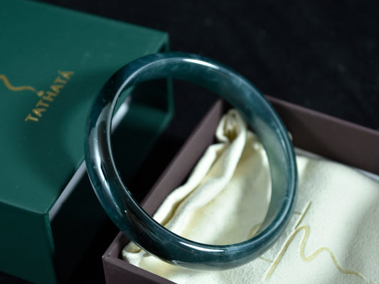 Deep Current · Guatemalan Blue Water Jadeite Bangle (62.7mm)