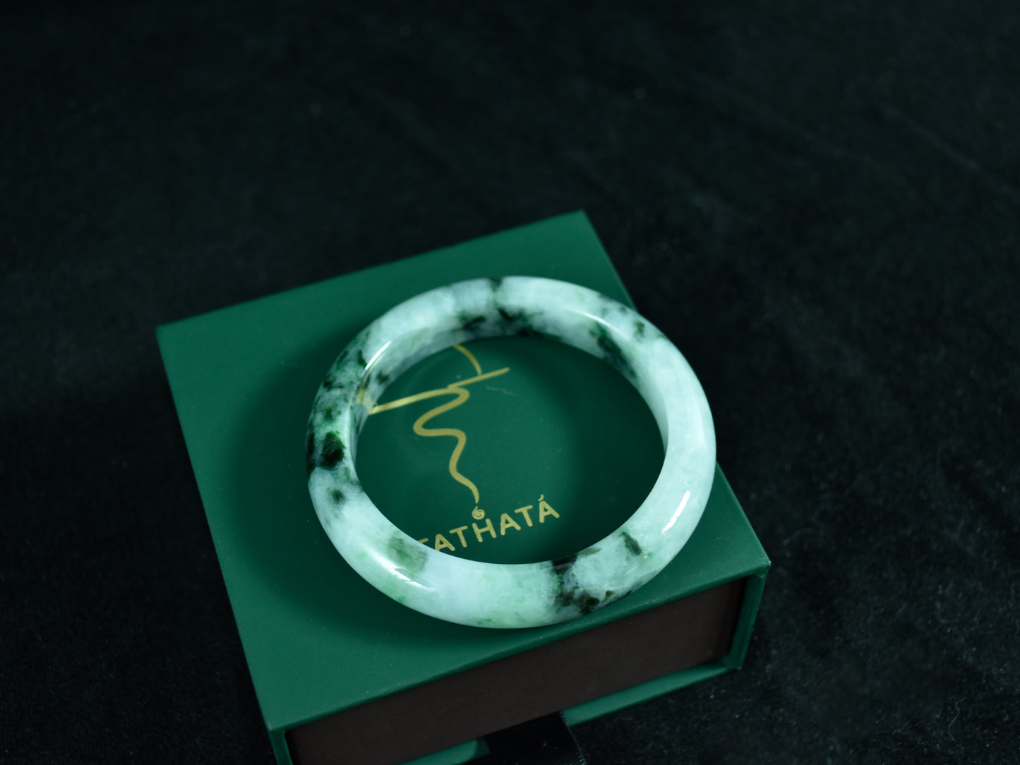 Floating Forest · Burmese Jadeite Bangle with Green Veins (56mm)