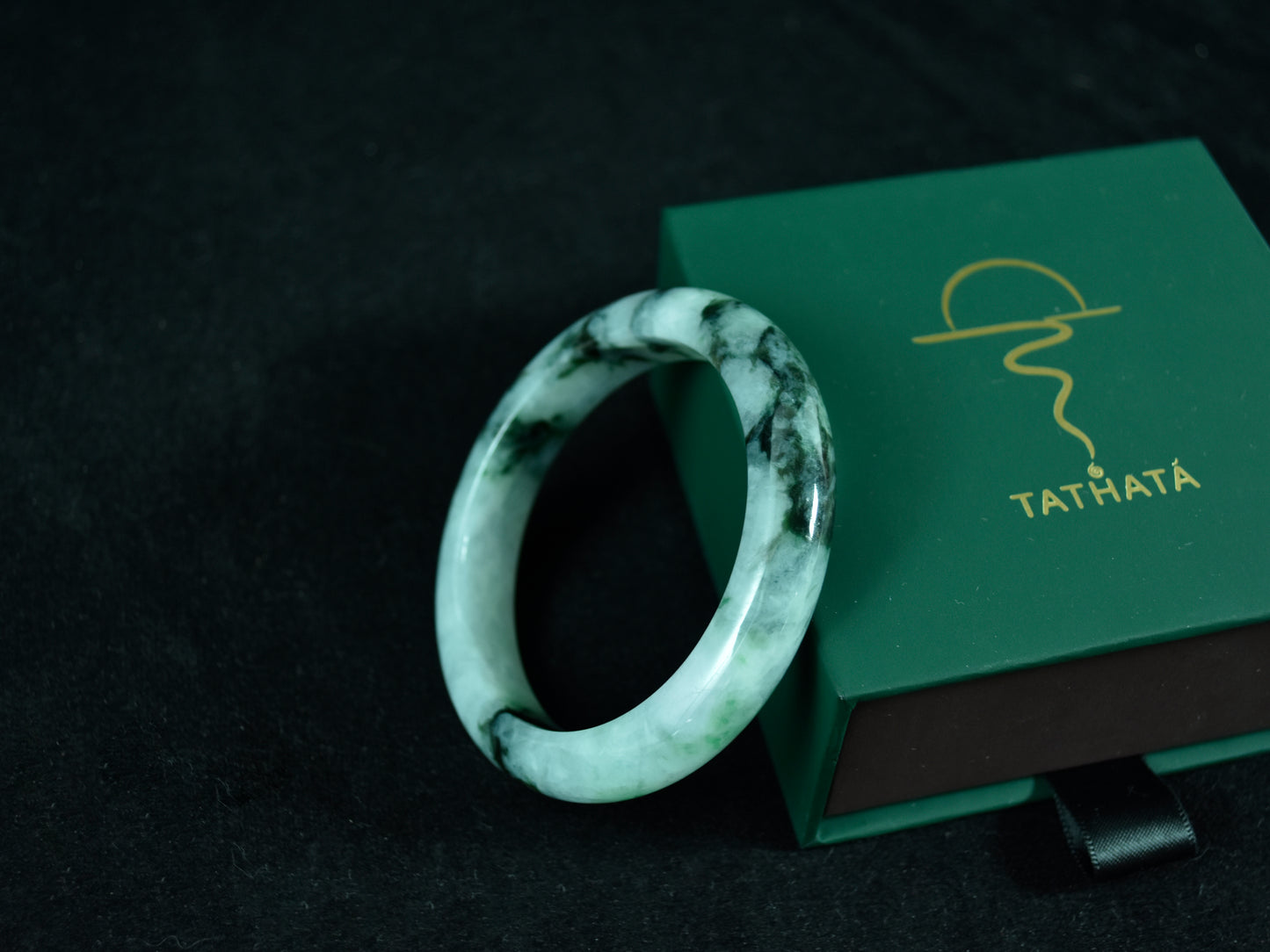 Floating Forest · Burmese Jadeite Bangle with Green Veins (56mm)
