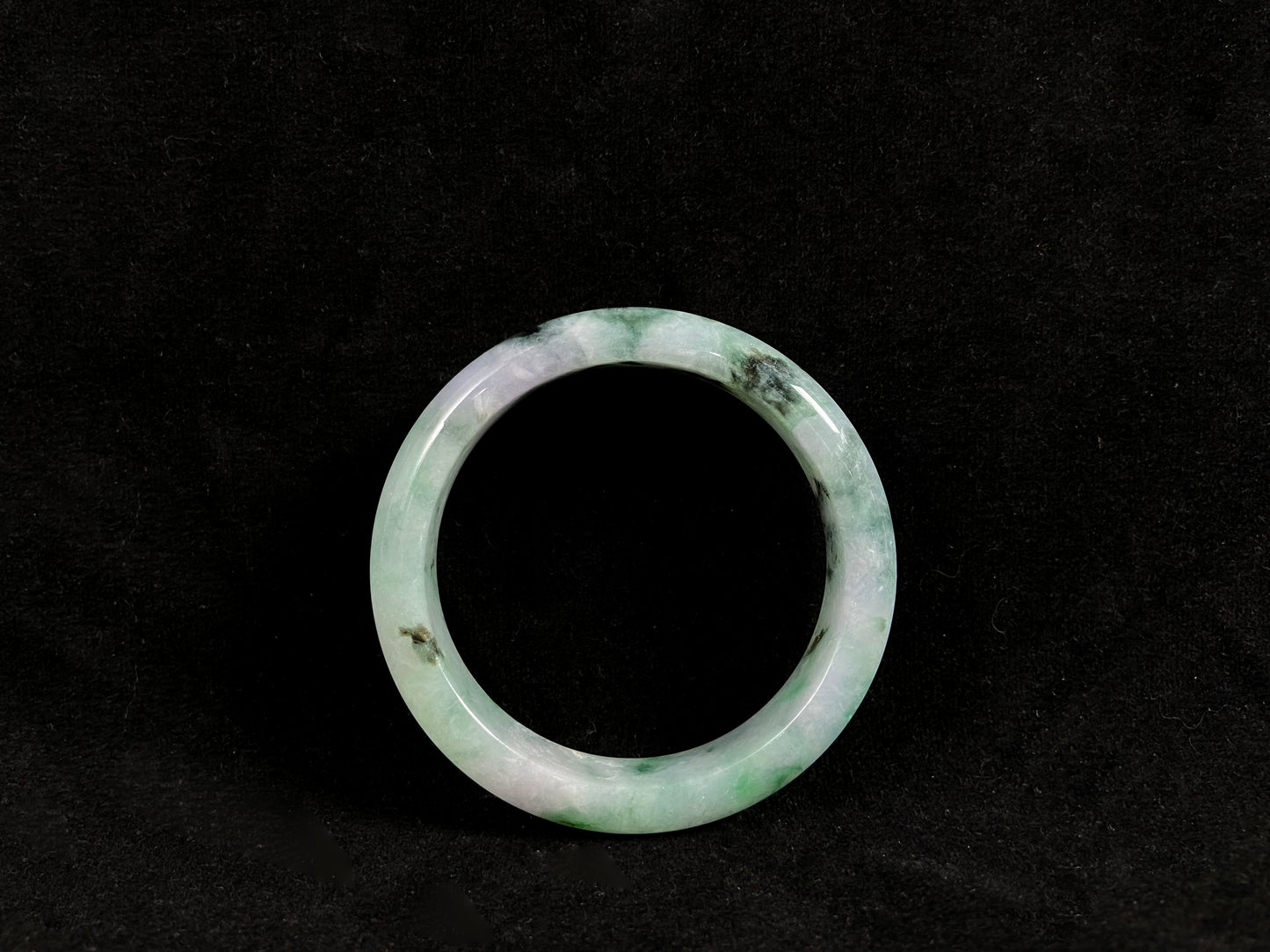 Ink Serenity · Jadeite Peace Bangle with Floating Green (55mm)