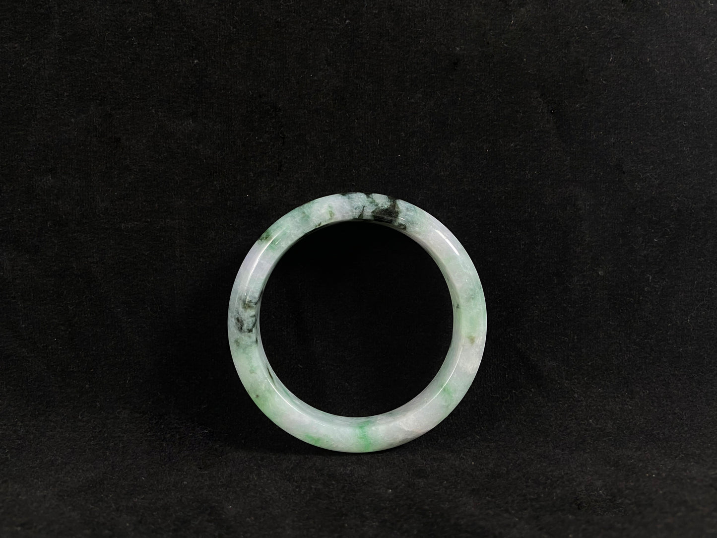 Ink Serenity · Jadeite Peace Bangle with Floating Green (55mm)