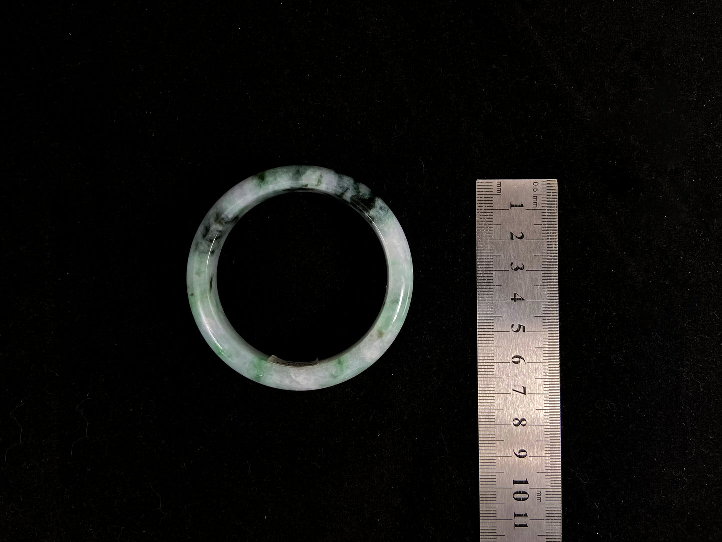 Ink Serenity · Jadeite Peace Bangle with Floating Green (55mm)