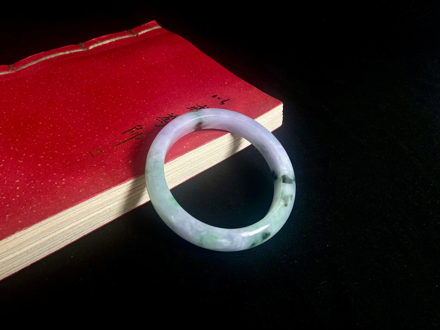 Ink Landscape · Jadeite Bangle with Floating Green (57mm)