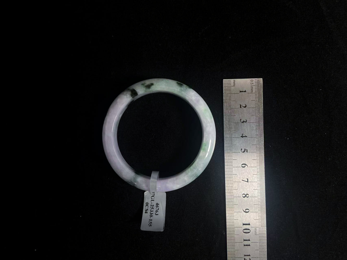 Ink Landscape · Jadeite Bangle with Floating Green (57mm)