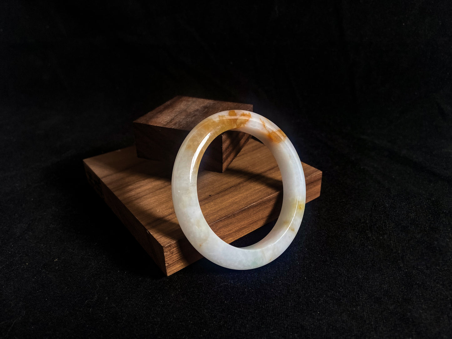 Golden Dawn · Jadeite Peace Bangle with Yellow Accent (54mm)