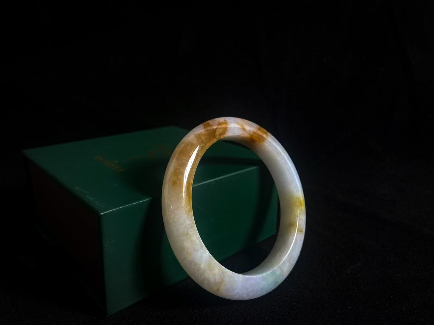 Golden Dawn · Jadeite Peace Bangle with Yellow Accent (54mm)
