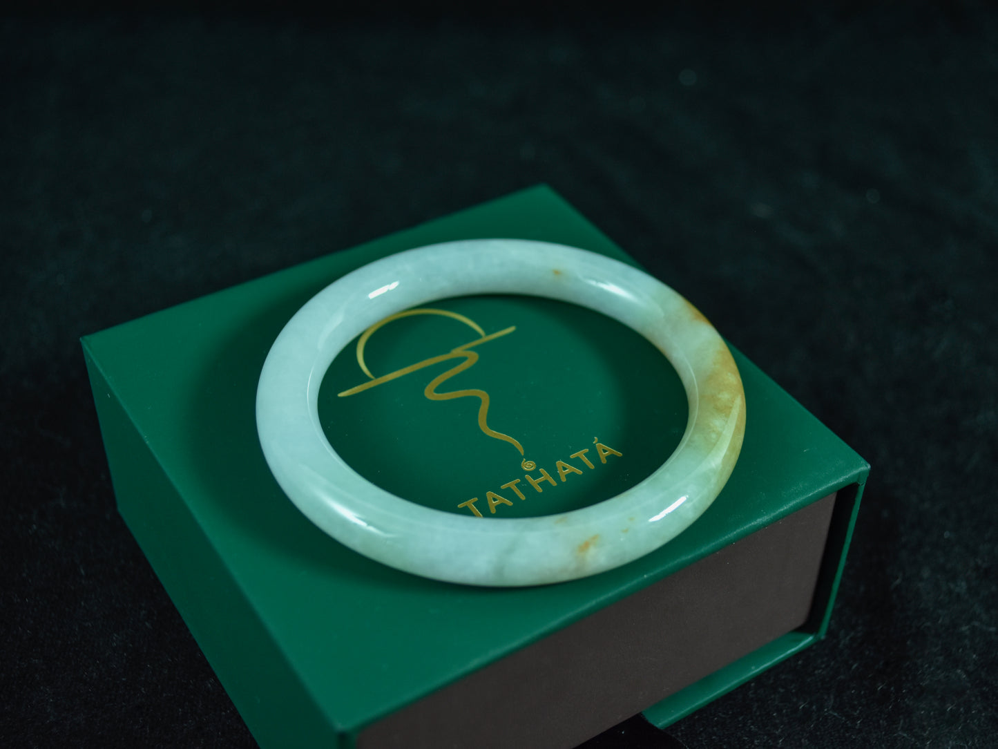 Turning Light · Jadeite Bangle with Yellow Accent (57mm)