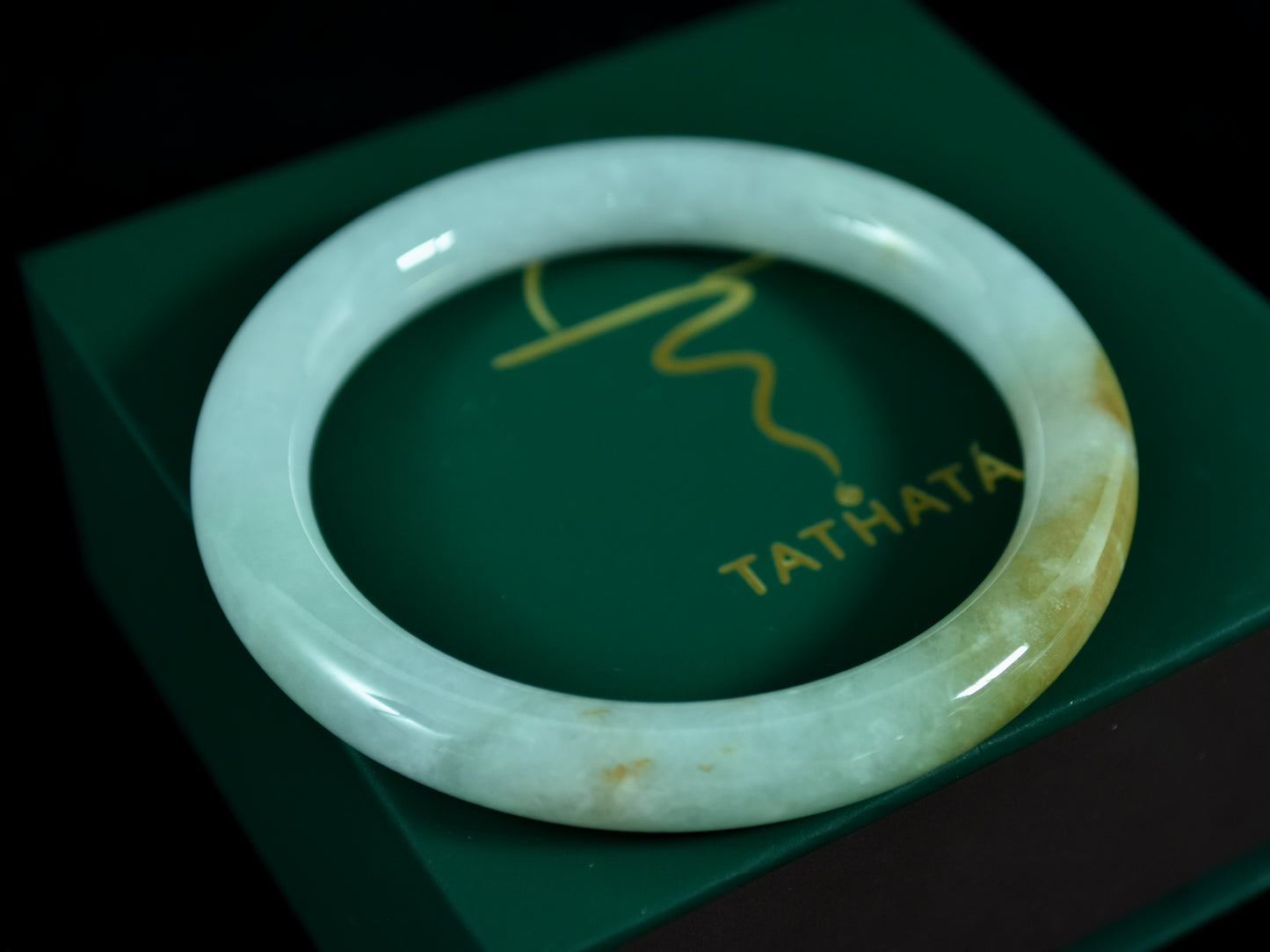 Turning Light · Jadeite Bangle with Yellow Accent (57mm)