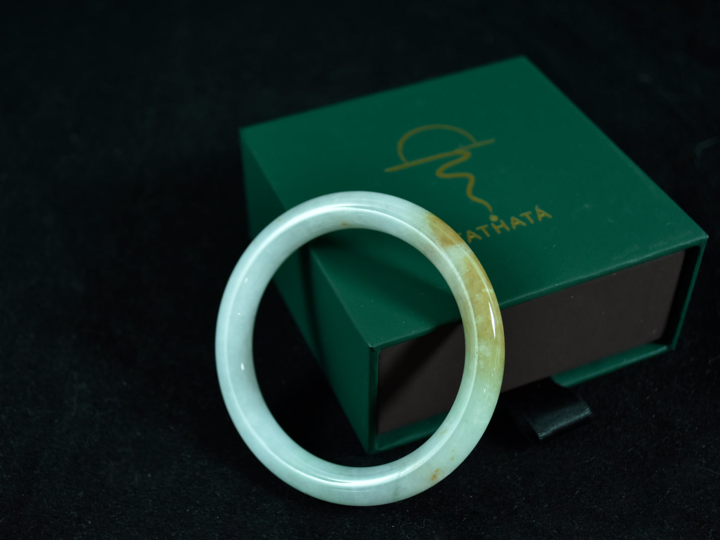 Turning Light · Jadeite Bangle with Yellow Accent (57mm)