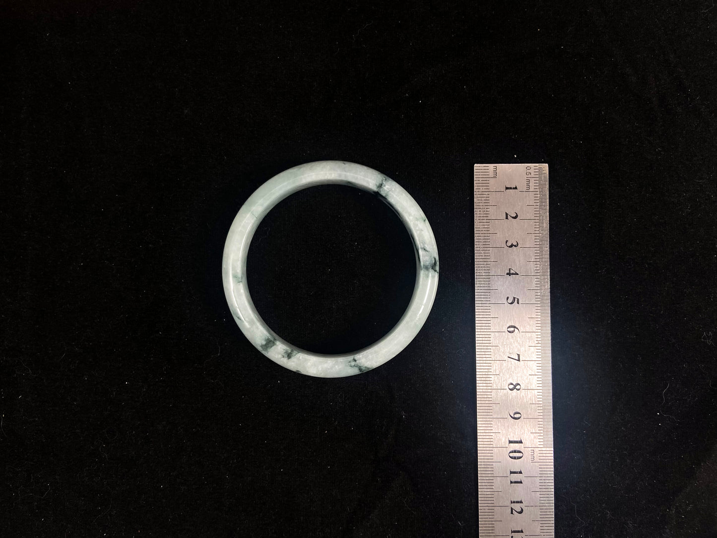 Ink Serenity · Jadeite Peace Bangle with Floating Green (61mm)
